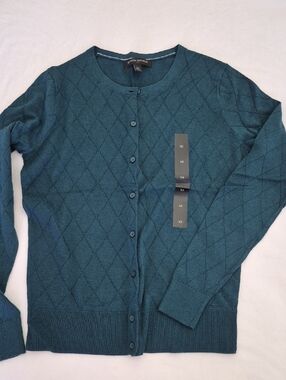 Banana Republic Diamond-Pattern Button Cardigan. Green. XS